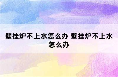 壁挂炉不上水怎么办 壁挂炉不上水怎么办